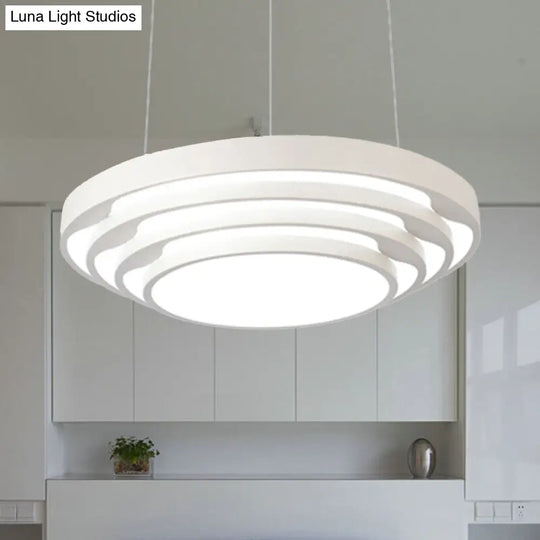 Contemporary Tapered Round Pendant Ceiling Light In Black/White With Led & Multiple Options - Ideal