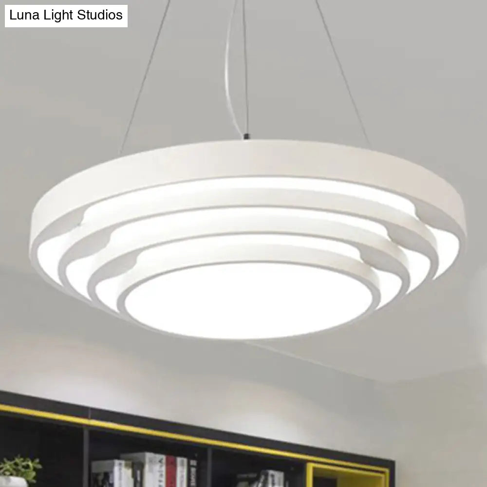 Contemporary Tapered Round Pendant Ceiling Light In Black/White With Led & Multiple Options - Ideal