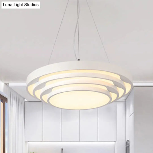 Contemporary Tapered Round Pendant Ceiling Light In Black/White With Led & Multiple Options - Ideal