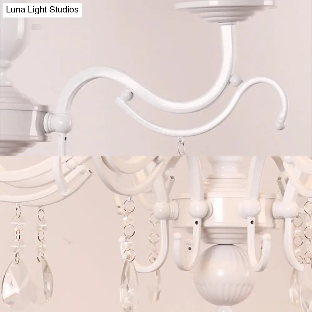 Modern Tapered Shade Baby Bedroom Chandelier With Crystal Accent - Metal Hanging Light