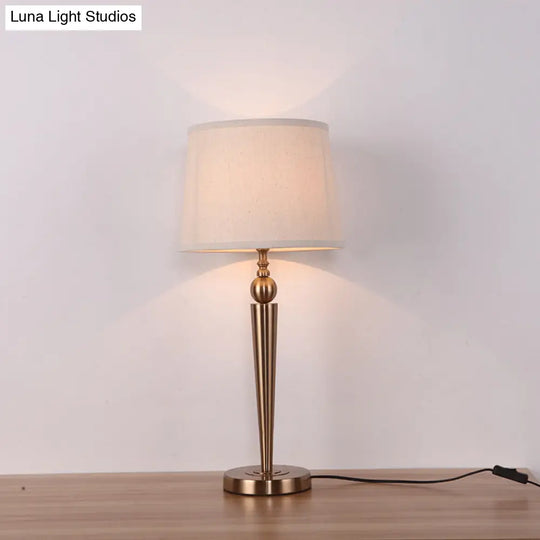 Modern Tapered Table Lamp - White Fabric Shade Ideal For Hotels