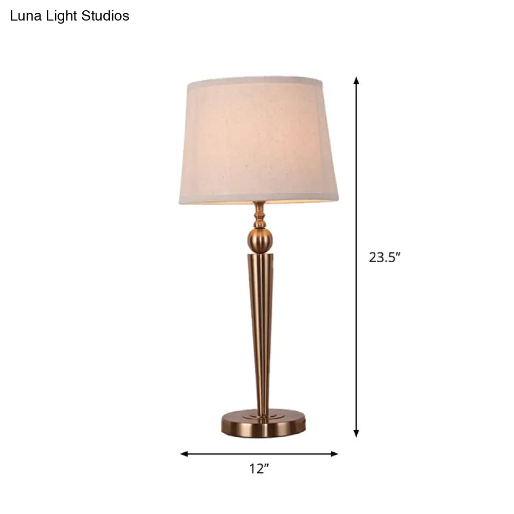 Modern Tapered Table Lamp - White Fabric Shade Ideal For Hotels