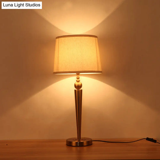 Modern Tapered Table Lamp - White Fabric Shade Ideal For Hotels