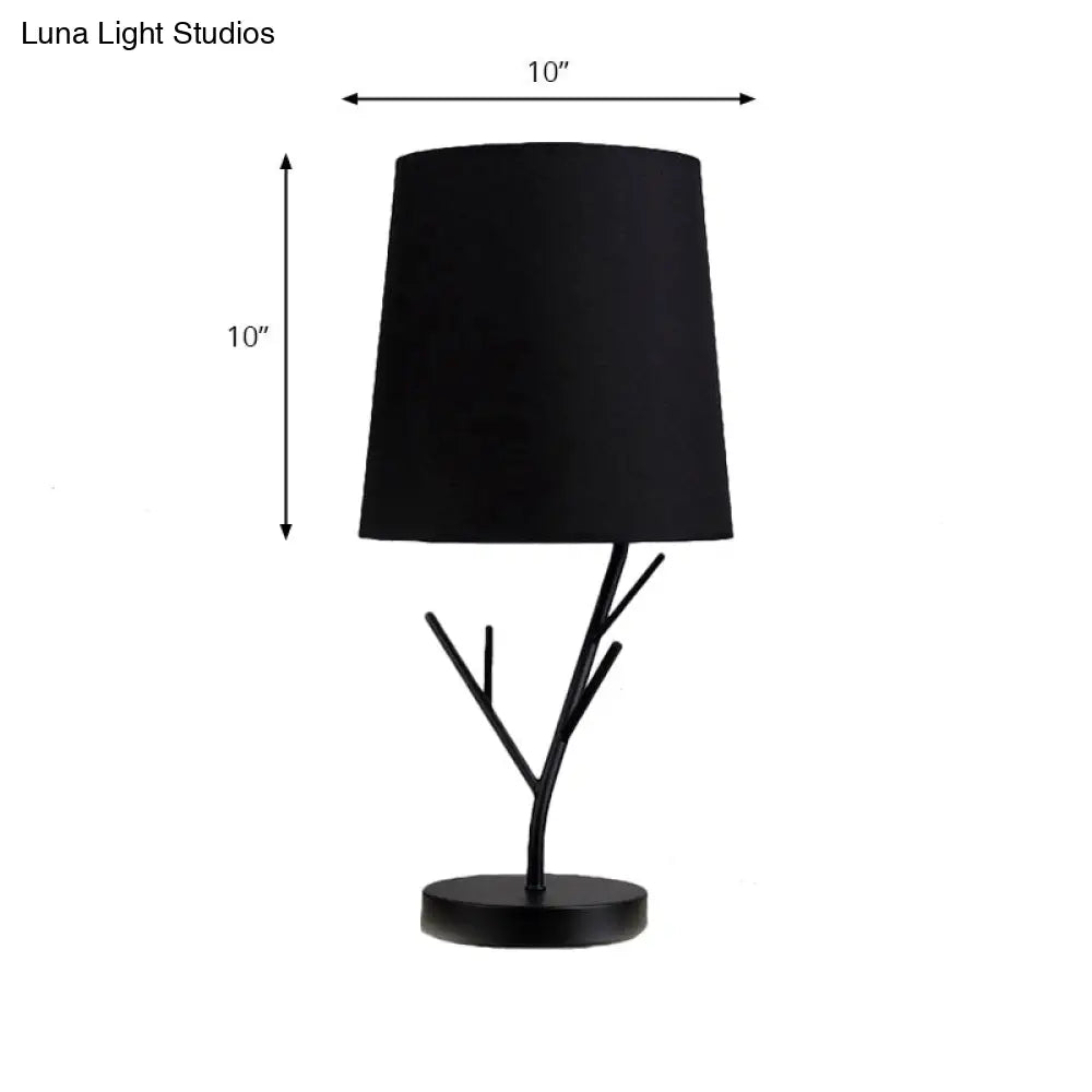 Modern Tapered Task Light: 1-Light Reading Book Light In White/Black With Branch Base