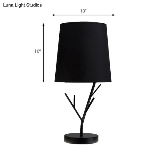 Modern Tapered Task Light: 1-Light Reading Book Light In White/Black With Branch Base