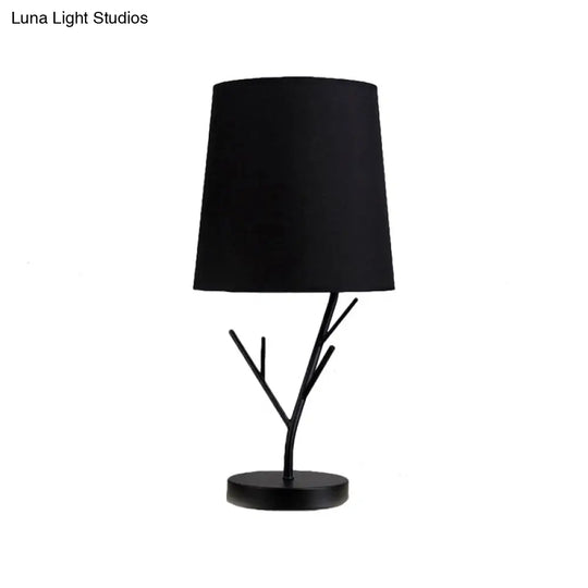 Modern Tapered Task Light: 1-Light Reading Book Light In White/Black With Branch Base