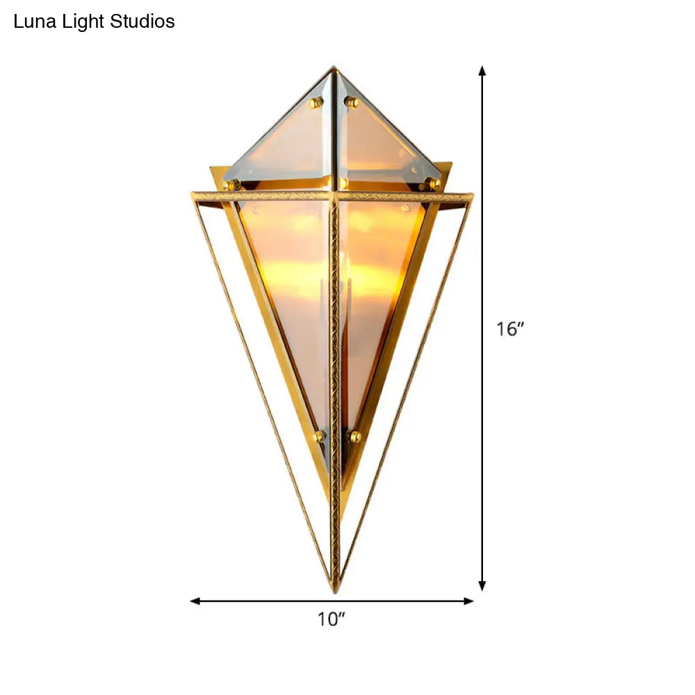 Modern Tapered Wall Sconce With Amber Glass - 2 Heads Living Room Light Fixture