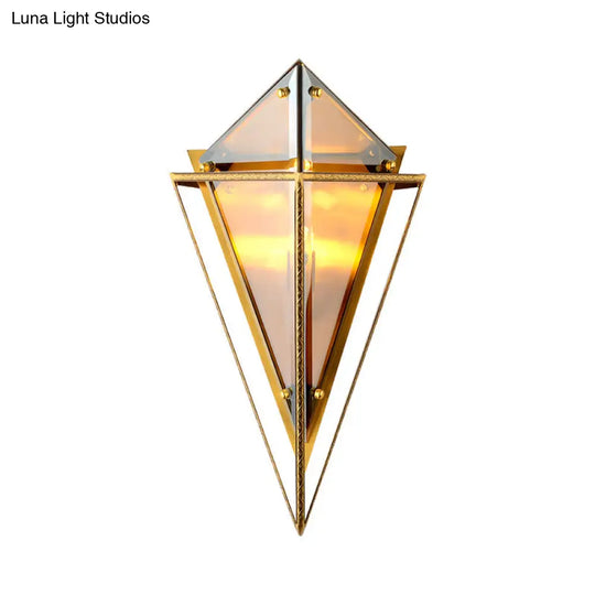 Modern Tapered Wall Sconce With Amber Glass - 2 Heads Living Room Light Fixture