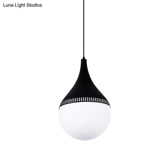 Modern Cream Glass Teardrop Ceiling Light With Black Corridor Pendant