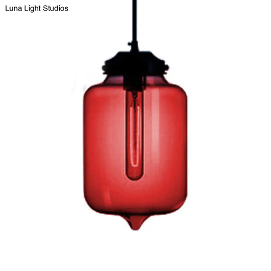 Teardrop Pendant Light - Modern Style Glass 1-Light Red/Brown/Blue Hanging Design Red