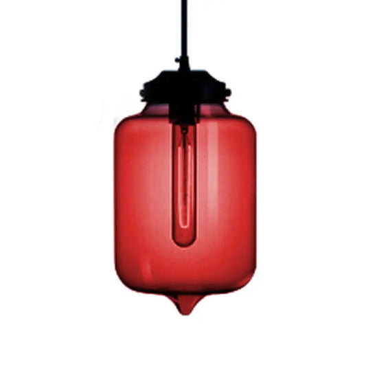 Modern Teardrop Glass Pendant Light With Red/Brown/Blue Hue - 1-Light Hanging Fixture Red