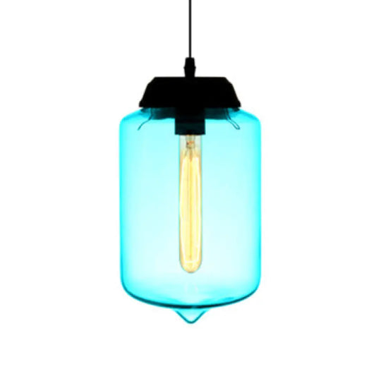 Modern Teardrop Glass Pendant Light With Red/Brown/Blue Hue - 1-Light Hanging Fixture Sky Blue