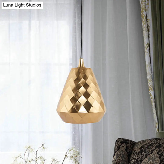 Modern Teardrop Iron Ceiling Pendant Lamp In Gold For Bedroom Lighting