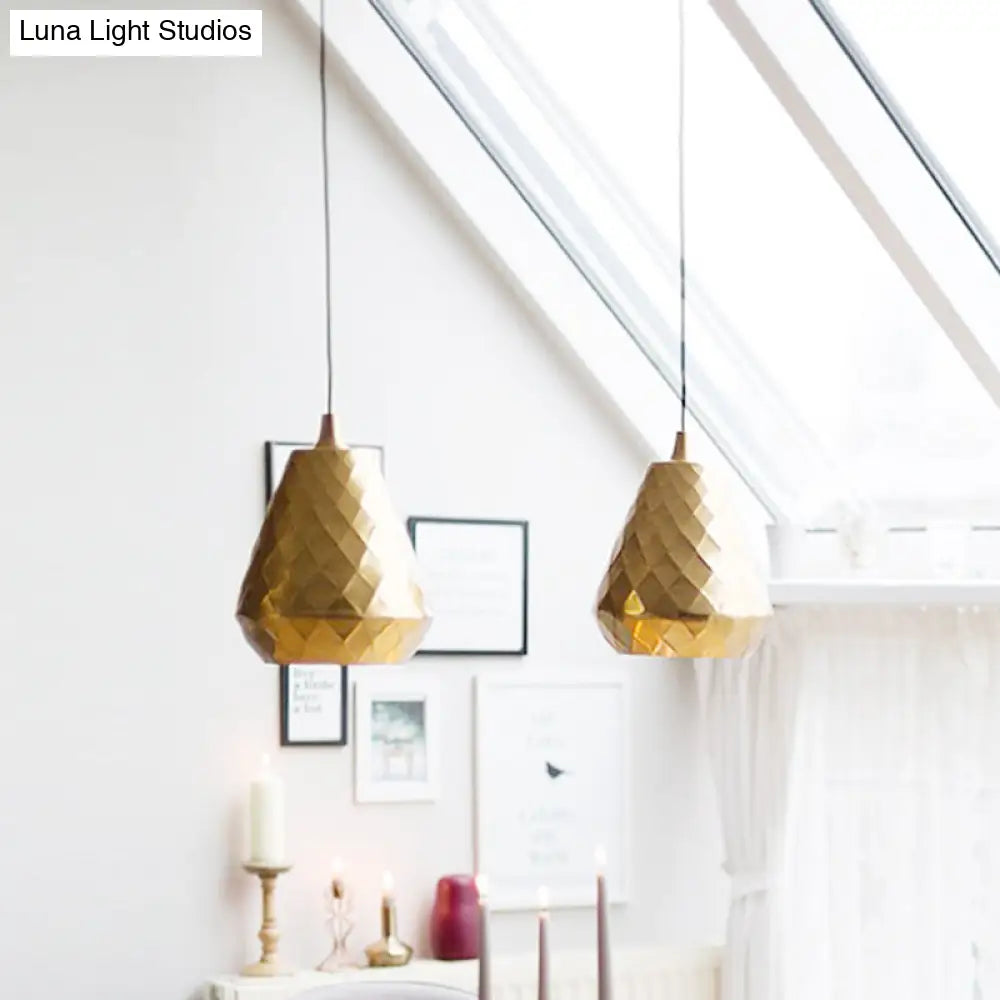 Modern Teardrop Gold Ceiling Pendant Lamp - Ideal For Bedroom Down Lighting