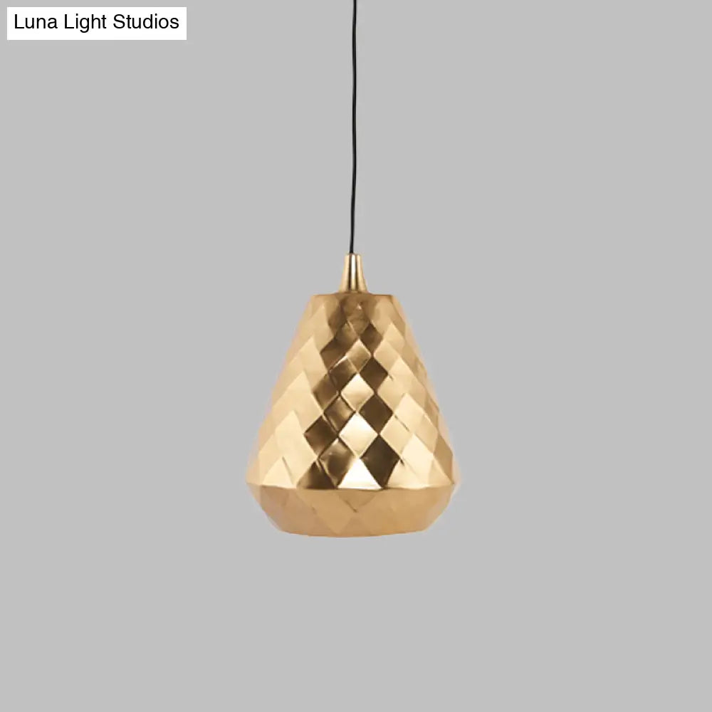 Modern Teardrop Iron Ceiling Pendant Lamp In Gold For Bedroom Lighting