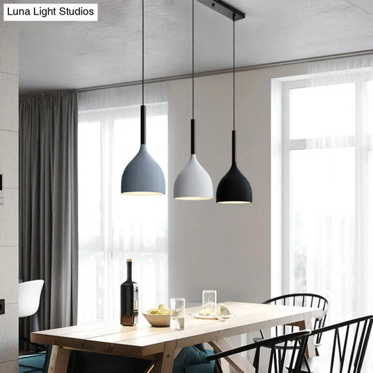 Modern Black Teardrop Multi-Light Pendant With 3-Bulb Dining Room Down Lighting