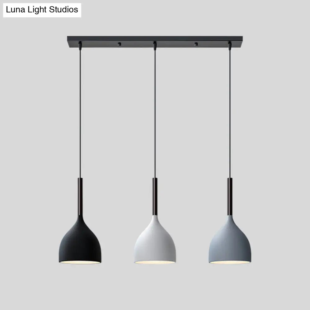 Modern Teardrop Multi Light Pendant - 3-Bulb Down Lighting In Black