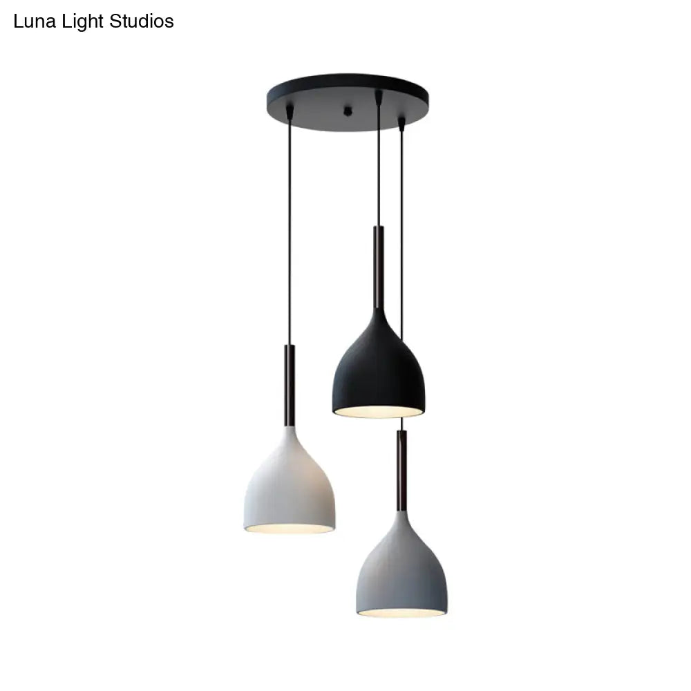 Modern Teardrop Multi Light Pendant - 3-Bulb Down Lighting In Black