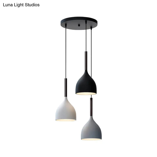 Modern Teardrop Multi Light Pendant - 3-Bulb Down Lighting In Black