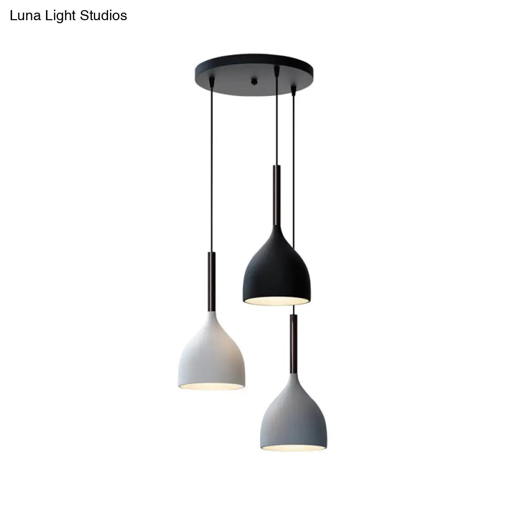 Modern Black Teardrop Multi-Light Pendant With 3-Bulb Dining Room Down Lighting