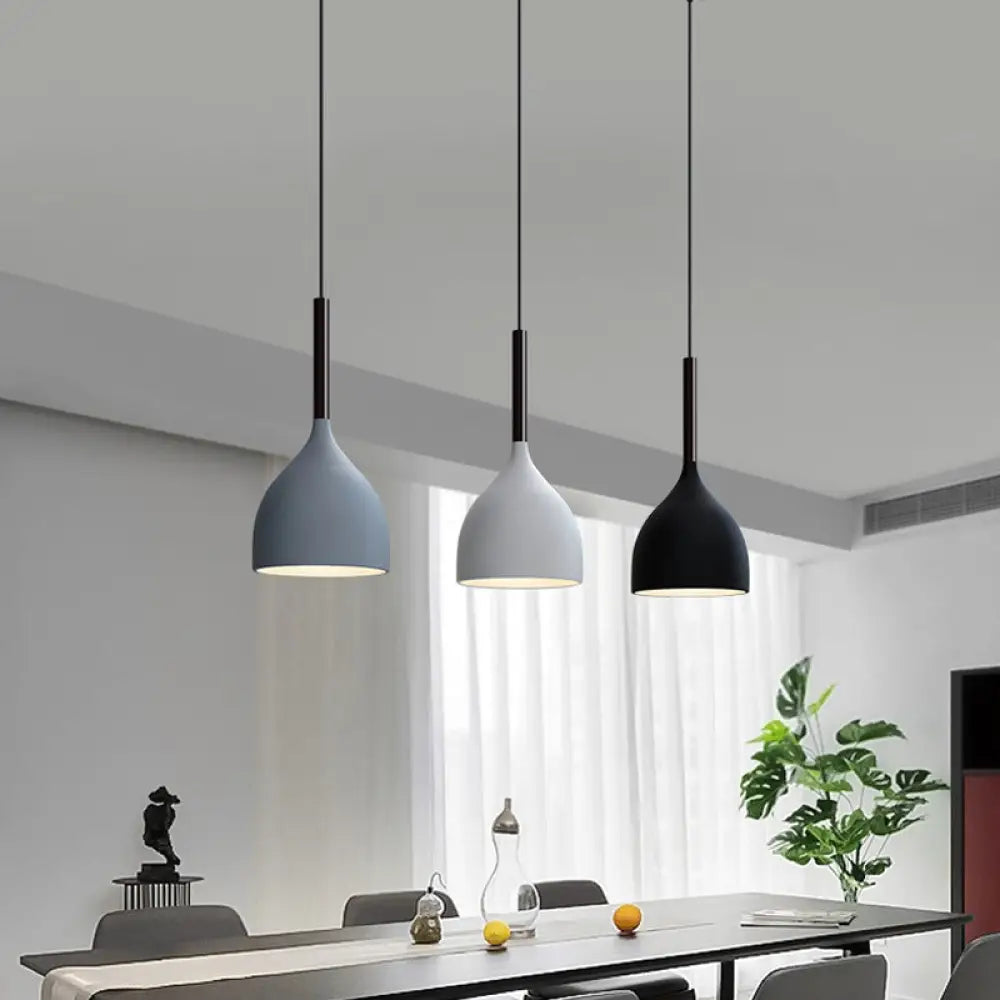 Modern Teardrop Multi Light Pendant - 3-Bulb Down Lighting In Black / Linear