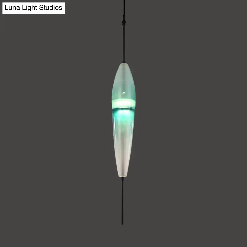 Modern Teardrop Pendant Light In Blue With White/Warm Glass Shade