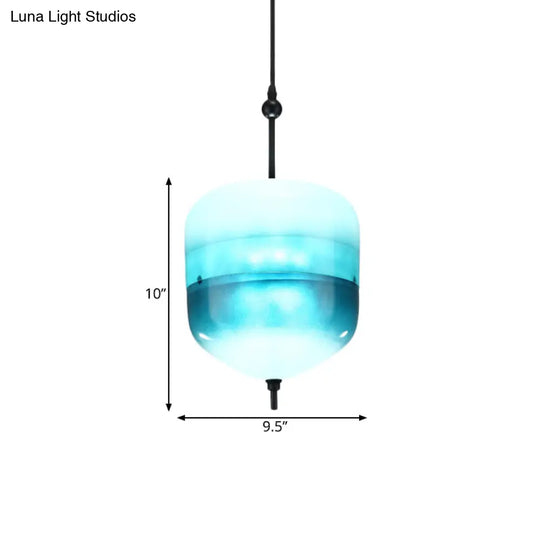 Modern Blue Teardrop Pendant Lamp With Glass Shade In White/Warm Light