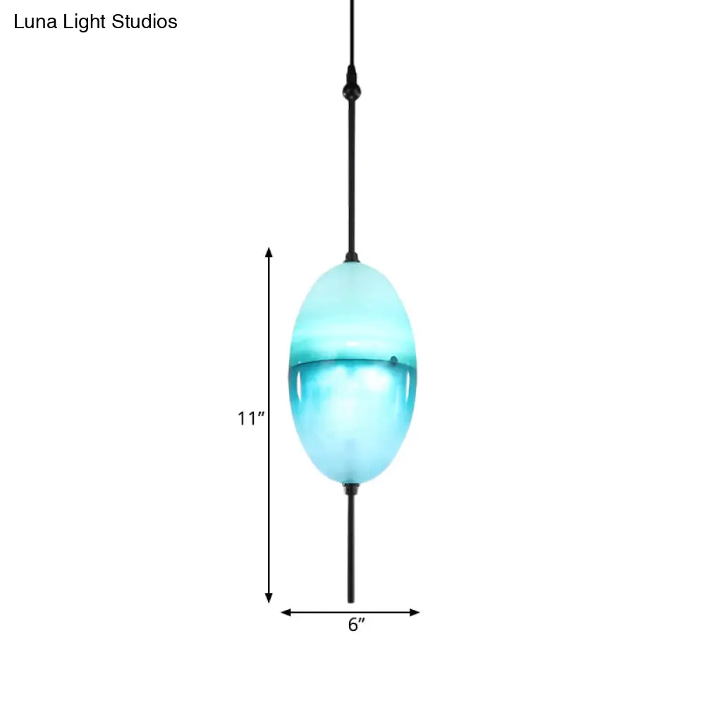 Modern Teardrop Pendant Light In Blue With White/Warm Glass Shade