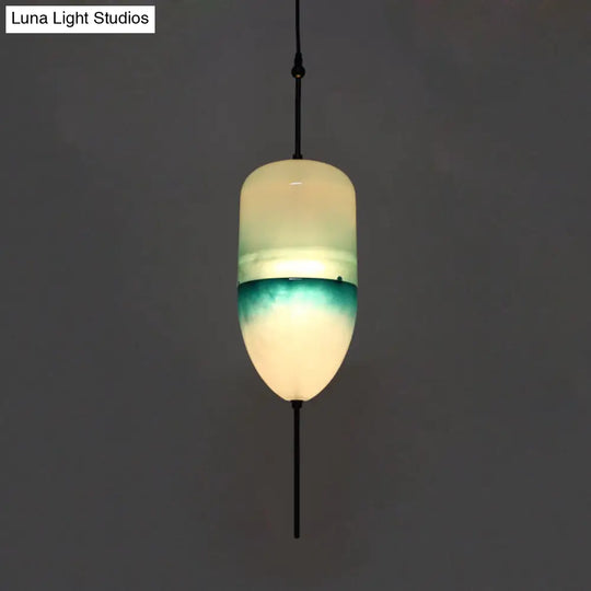 Modern Blue Teardrop Pendant Lamp With Glass Shade In White/Warm Light