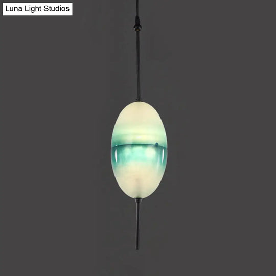 Modern Teardrop Pendant Light In Blue With White/Warm Glass Shade