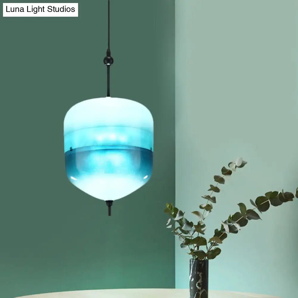 Modern Blue Teardrop Pendant Lamp With Glass Shade In White/Warm Light / White B