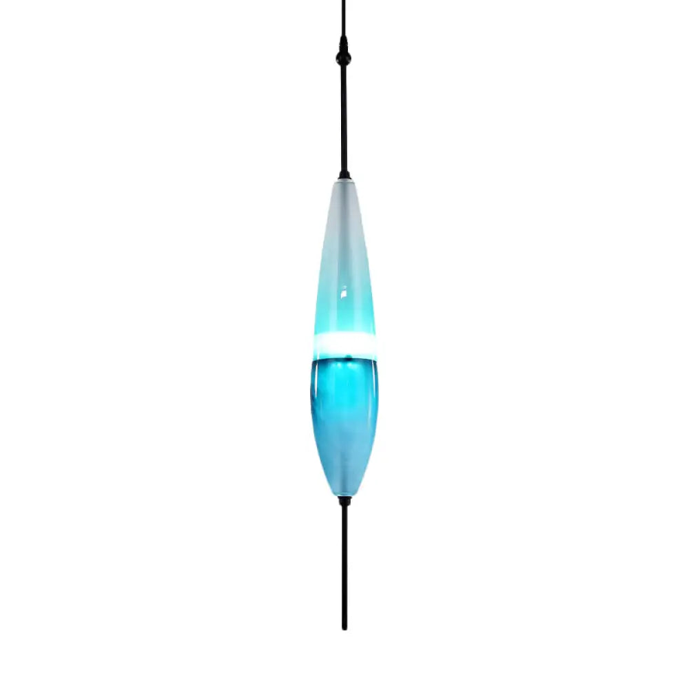 Modern Teardrop Pendant Light In Blue With White/Warm Glass Shade / White C