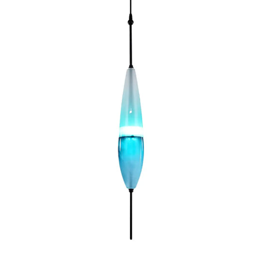 Modern Teardrop Pendant Light In Blue With White/Warm Glass Shade / White C