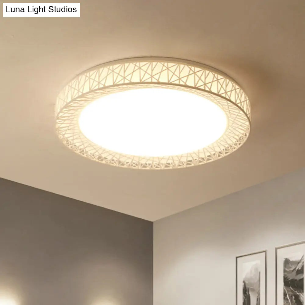 Modern Thin Iron Bird Nest Flush Light Fixture In White With Led Surface Ceiling Lamp And Recessed
