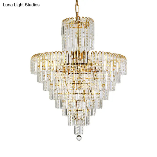 Modern Tiered Crystal Hanging Light Fixture - Gold 4/6/11 Lights 16’/18’/23.5’ Wide