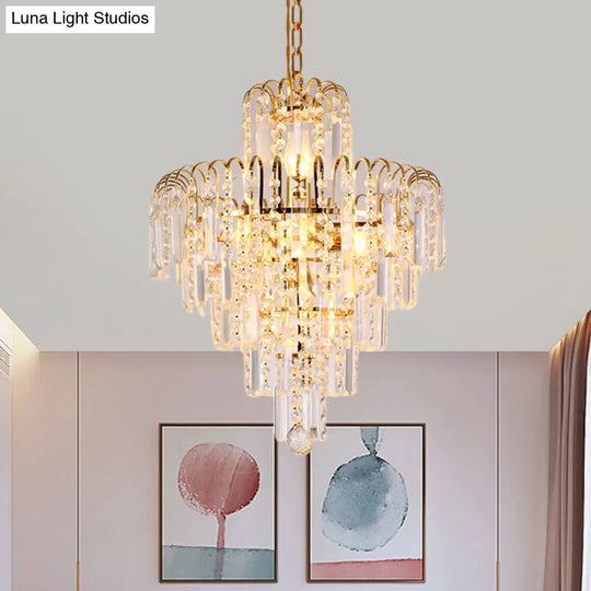 Modern Crystal Hanging Light Fixture 4/6/11 Lights Gold 16/18/23.5 Wide For Dining Room / 16