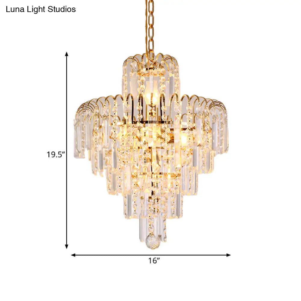 Modern Crystal Hanging Light Fixture 4/6/11 Lights Gold 16/18/23.5 Wide For Dining Room