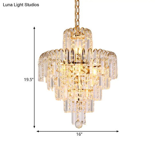 Modern Crystal Hanging Light Fixture 4/6/11 Lights Gold 16/18/23.5 Wide For Dining Room