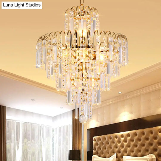 Modern Crystal Hanging Light Fixture 4/6/11 Lights Gold 16/18/23.5 Wide For Dining Room