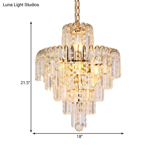 Modern Crystal Hanging Light Fixture 4/6/11 Lights Gold 16/18/23.5 Wide For Dining Room