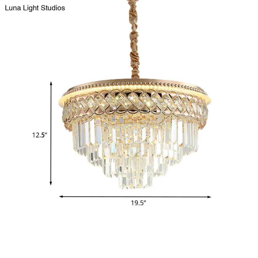 Modern Tiered Crystal Prism Led Pendant Light With Rose Gold Trim