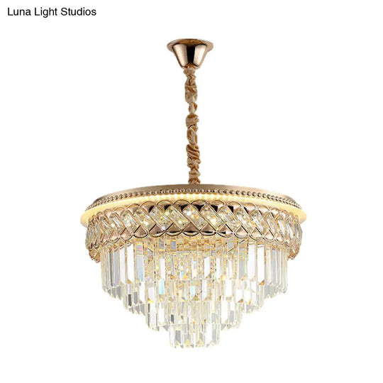 Modern Tiered Crystal Prism Led Pendant Light With Rose Gold Trim