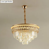 Modern Tiered Crystal Prism Led Pendant Light With Rose Gold Trim