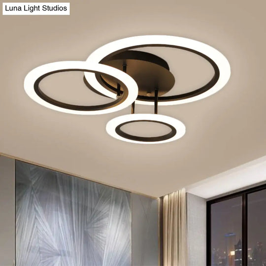 Modern Tiered Led Bedroom Flush Mount Lighting In Brown 19.5/21.5 W (Customizable 7 Days)