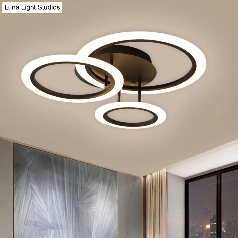 Modern Tiered Led Bedroom Flush Mount Lighting In Brown 19.5’/21.5’ W (Customizable 7 Days)