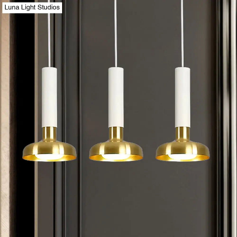 Mid Century 3-Light Torch Multi-Pendant Metal Kitchen Bar Suspension Light - White/Black-Gold