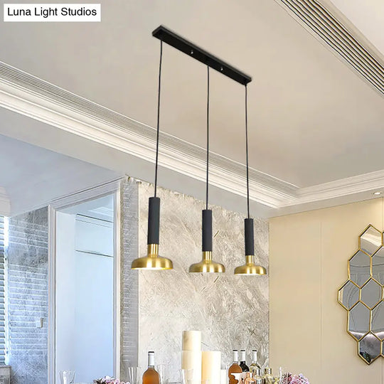 Modern Torch Multi-Pendant Metal Kitchen Bar Light - 3-Light Suspension In White/Black-Gold