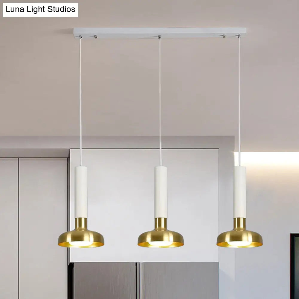 Mid Century 3-Light Torch Multi-Pendant Metal Kitchen Bar Suspension Light - White/Black-Gold