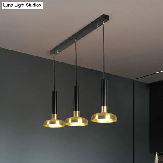 Mid Century 3-Light Torch Multi-Pendant Metal Kitchen Bar Suspension Light - White/Black-Gold