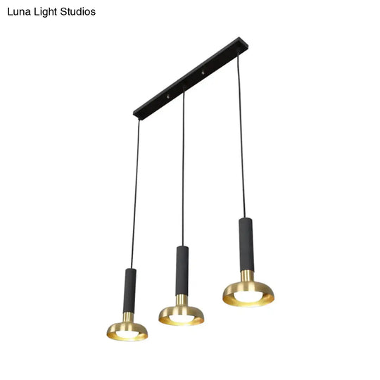 Mid Century 3-Light Torch Multi-Pendant Metal Kitchen Bar Suspension Light - White/Black-Gold